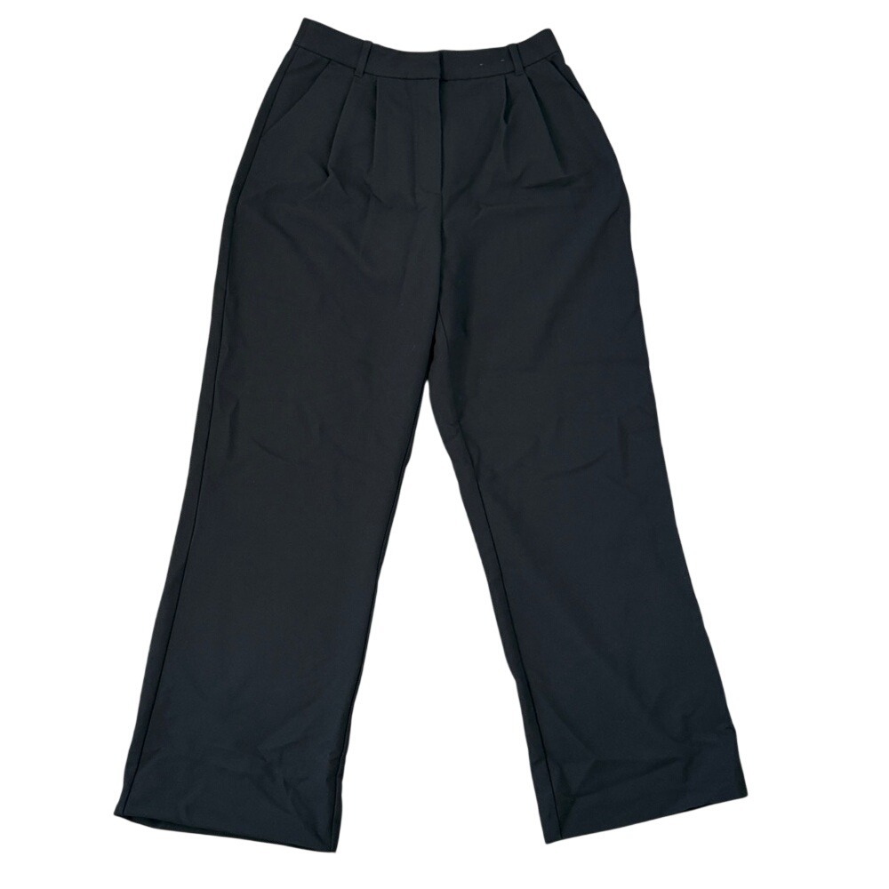 Abercrombie & Fitch Wide Leg Trouser Black Long Inseam Tall Size 10 Work Office